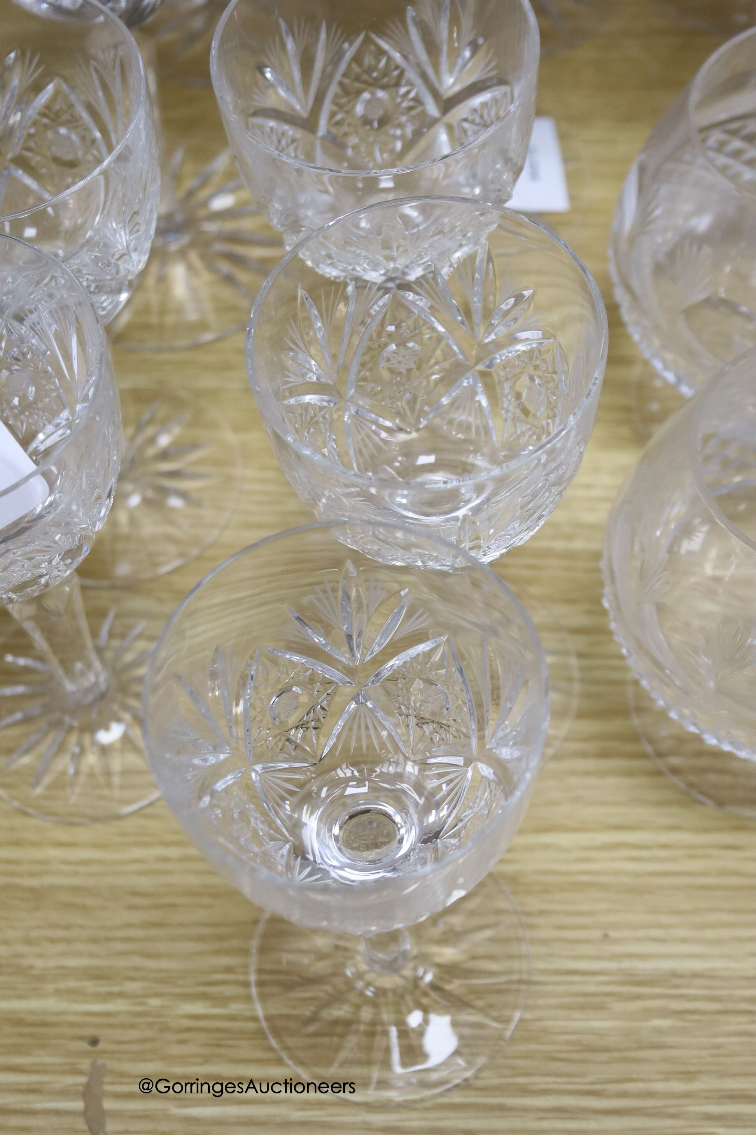 A collection of clear cut drinking glasses